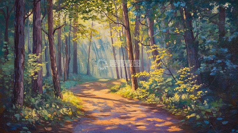 高清大图下载【趣麦麦图】林间小道风景画3