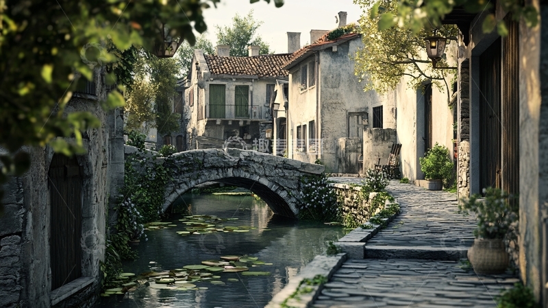 高清大图下载【趣麦麦图】水巷拱桥2