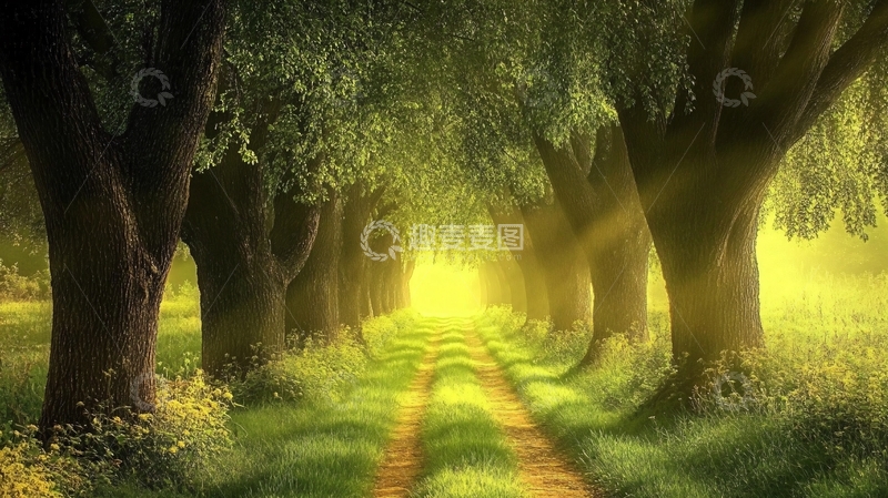 高清大图下载【趣麦麦图】唯美大树小路7