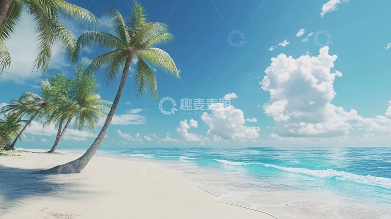 高清大图下载【趣麦麦图】海滩椰树风景3