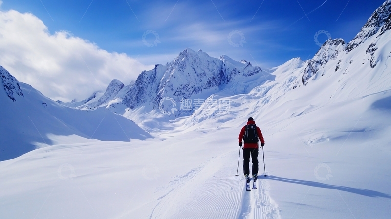 高清大图下载【趣麦麦图】雪山滑雪探险