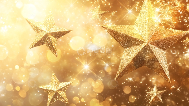 高清大图下载【趣麦麦图】金色星星金属色背景墙
