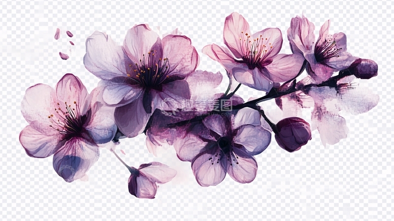 高清大图下载【趣麦麦图】花瓣手绘桃花3