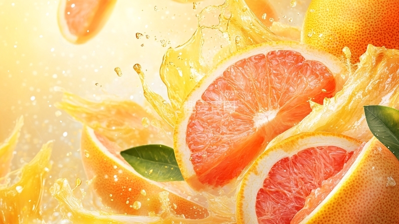 高清大图下载【趣麦麦图】活力西柚色立体背景8