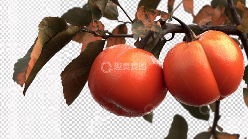 高清大图下载【趣麦麦图】收获果实秋季红柿树木1