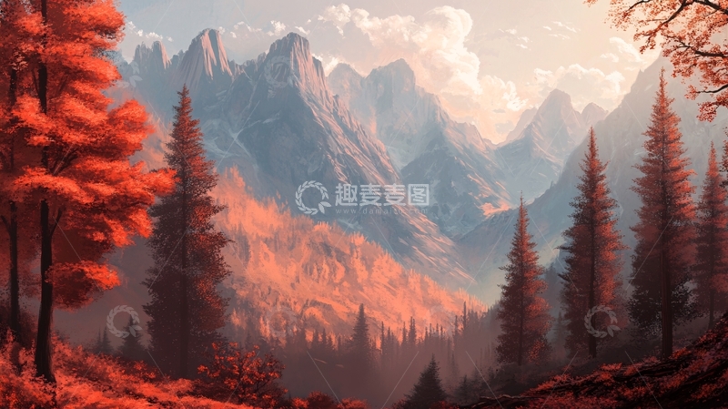 高清大图下载【趣麦麦图】秋天森林画秋天壁纸42