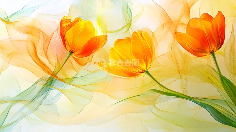 高清大图下载【趣麦麦图】唯美郁金香移门图案