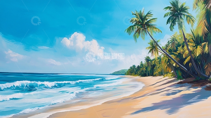 高清大图下载【趣麦麦图】海滩风景画10