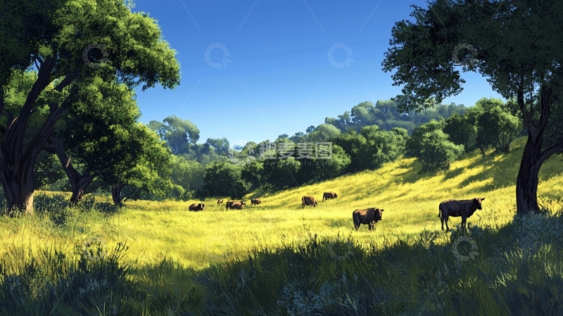 高清大图下载【趣麦麦图】围挡放牧壁纸牧场