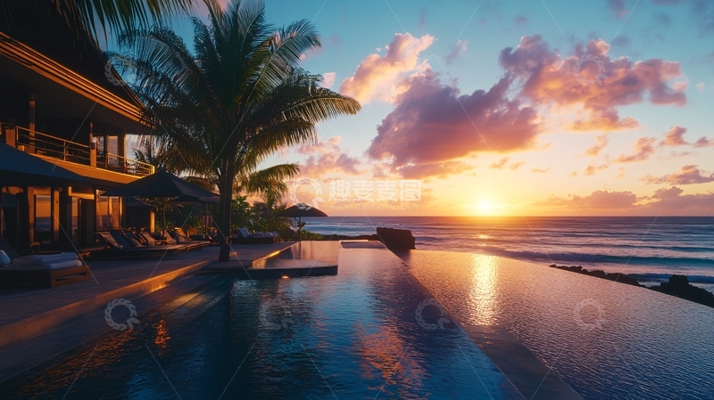 高清大图下载【趣麦麦图】夕阳海景浴缸1