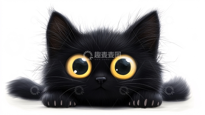 高清大图下载【趣麦麦图】小黑猫插画
