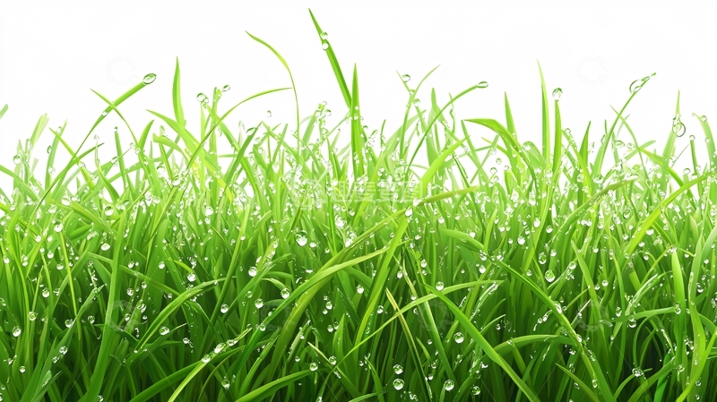 高清大图下载【趣麦麦图】-挂满雨水的草丛1