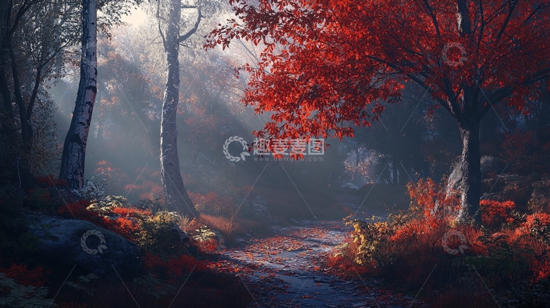 高清大图下载【趣麦麦图】唯美枫林栈道2