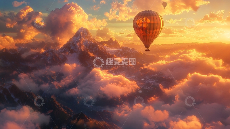 高清大图下载【趣麦麦图】热气球云海