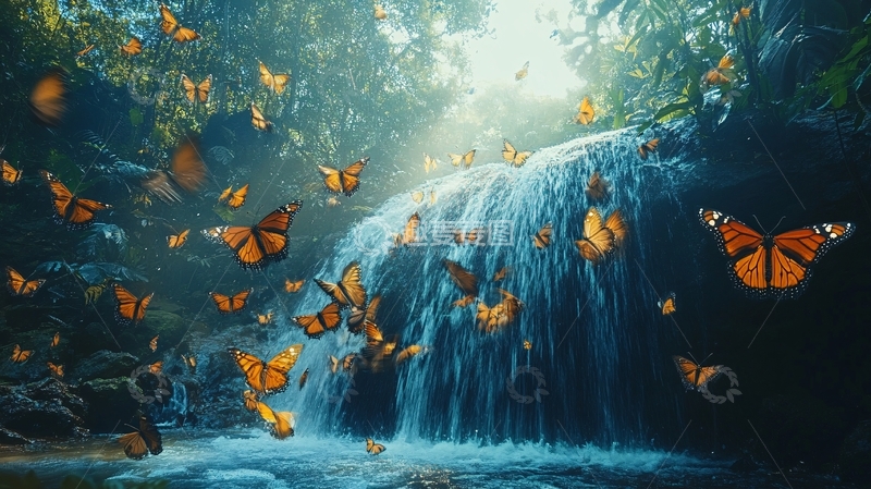 高清大图下载【趣麦麦图】落水的蝴蝶