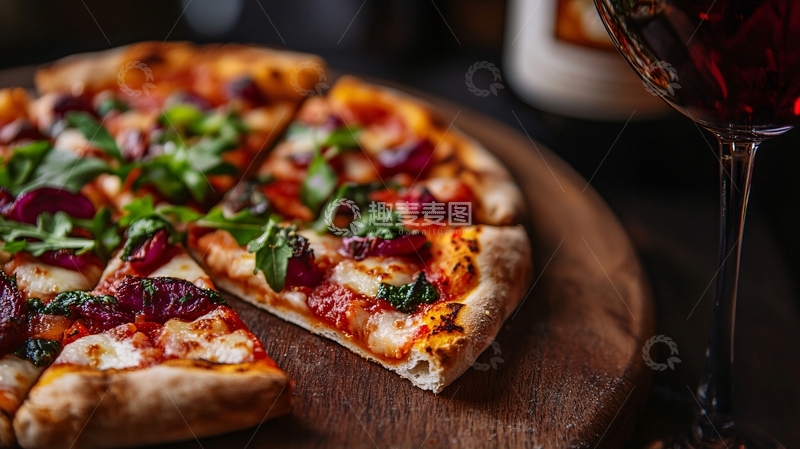 高清大图下载【趣麦麦图】红酒披萨牛排2