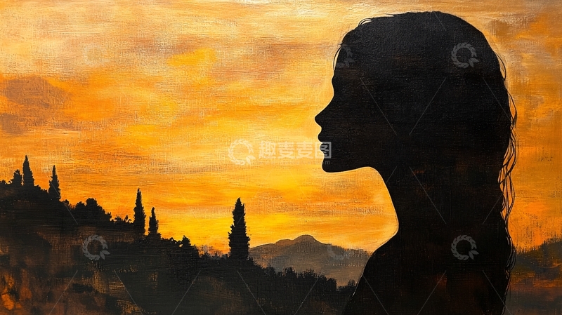 高清大图下载【趣麦麦图】剪影油画