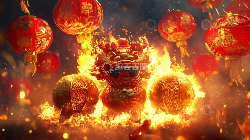 高清大图下载【趣麦麦图】舞龙舞狮壁纸5