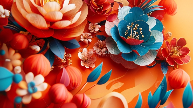 高清大图下载【趣麦麦图】浮雕缤纷花卉5