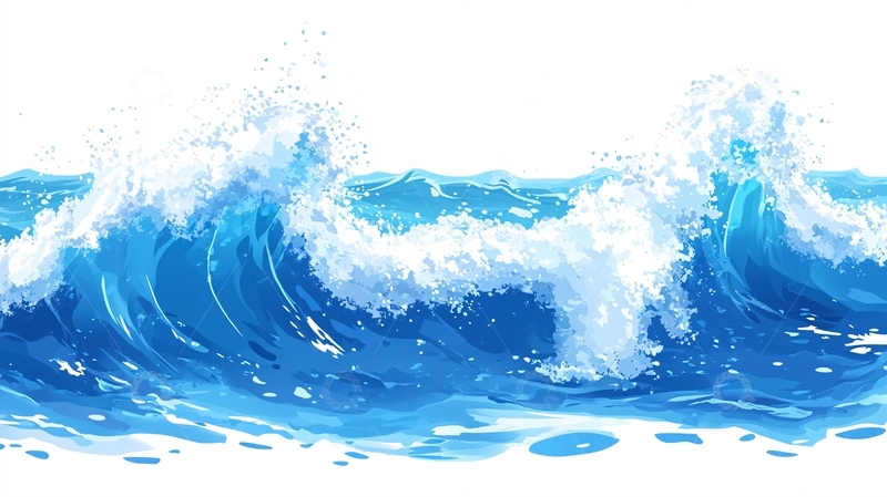 高清大图下载【趣麦麦图】波涛海浪插画2