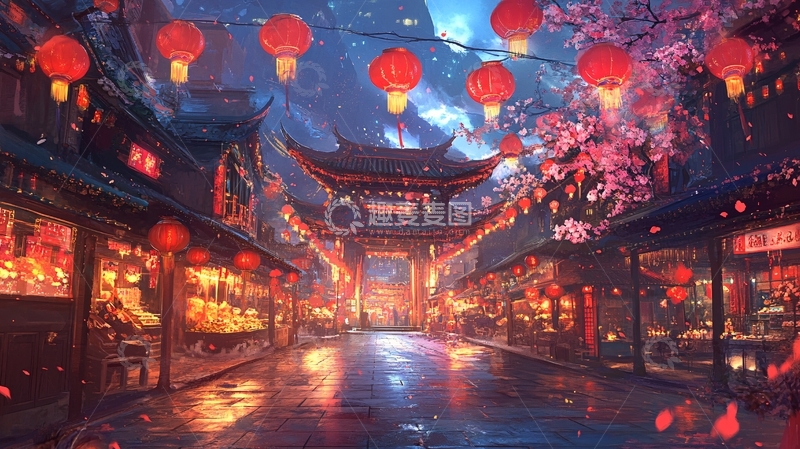 高清大图下载【趣麦麦图】古代繁华街道