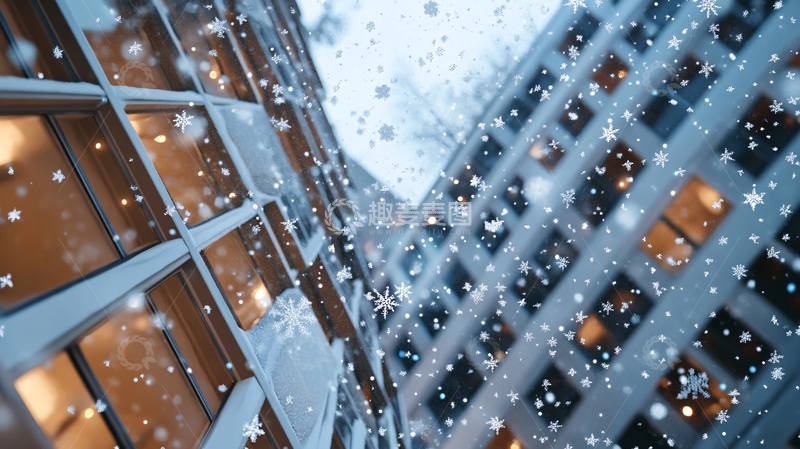 高清大图下载【趣麦麦图】雪花飘落在窗外