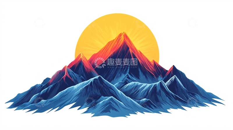 高清大图下载【趣麦麦图】简约山插画