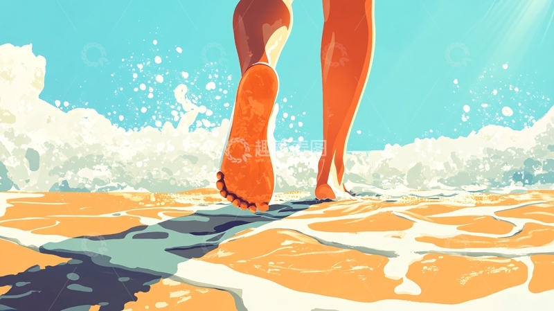 高清大图下载【趣麦麦图】光脚踩水