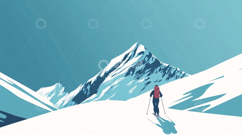 高清大图下载【趣麦麦图】登山插画1