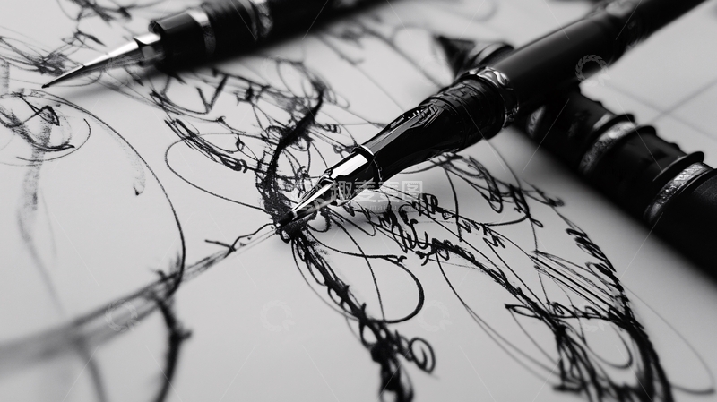 高清大图下载【趣麦麦图】高档钢笔手绘钢笔