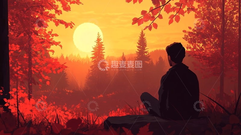 高清大图下载【趣麦麦图】赏秋景的人1