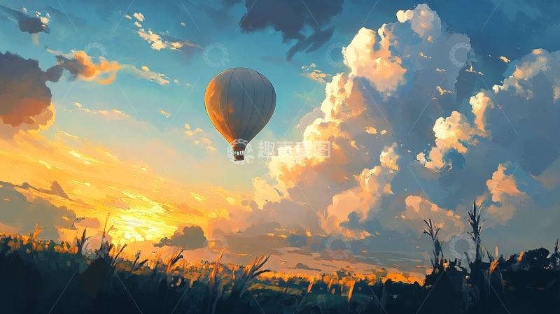 高清大图下载【趣麦麦图】热气球插画场景29