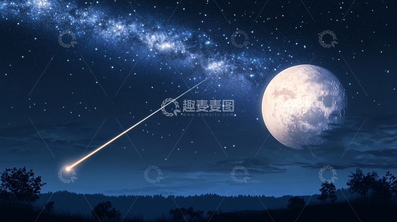 高清大图下载【趣麦麦图】唯美宇宙星球流星1