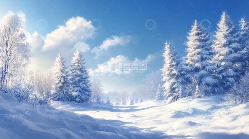 高清大图下载【趣麦麦图】手绘雪景风景3