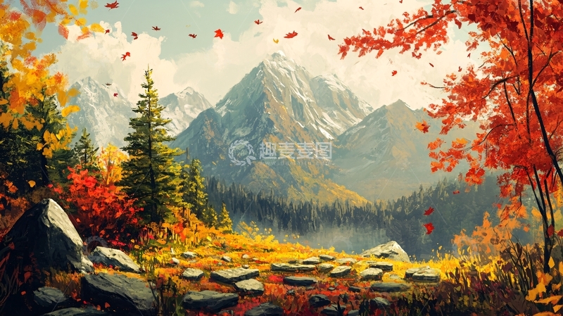 高清大图下载【趣麦麦图】秋天森林画秋天壁纸45