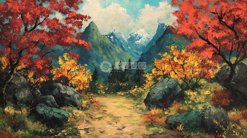 高清大图下载【趣麦麦图】秋景美术绘画2