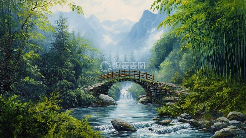 高清大图下载【趣麦麦图】竹林立体画1
