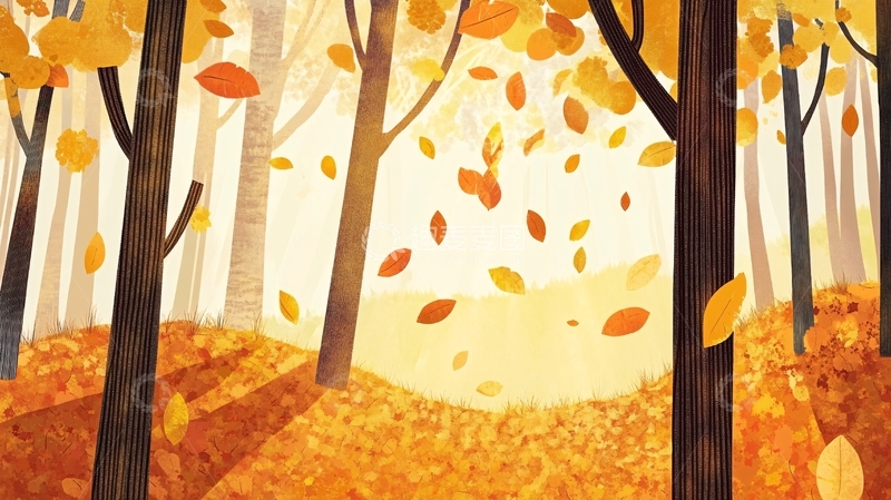 高清大图下载【趣麦麦图】秋天美景插画12