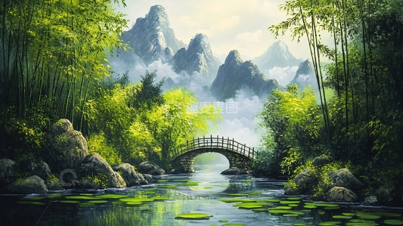 高清大图下载【趣麦麦图】竹林立体画2