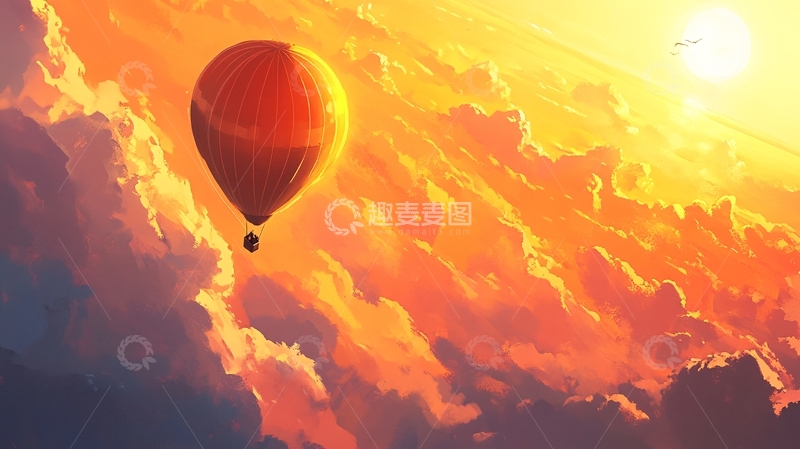 高清大图下载【趣麦麦图】热气球插画场景31