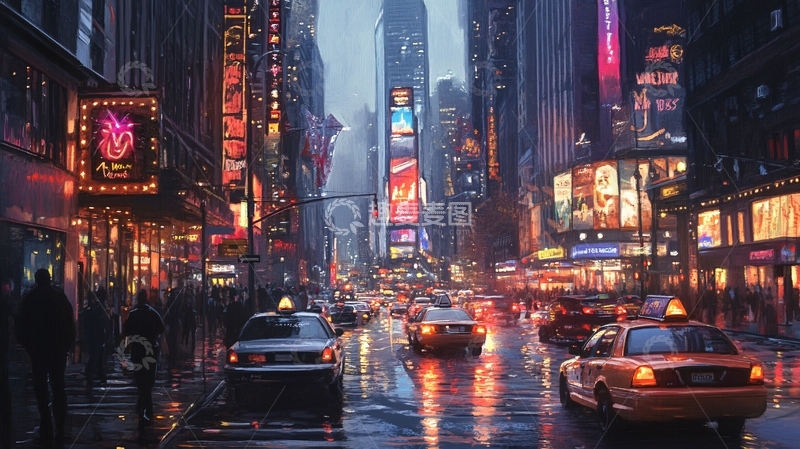 高清大图下载【趣麦麦图】纽约城市鼠绘10