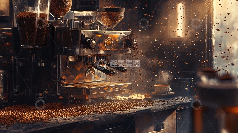 高清大图下载【趣麦麦图】咖啡豆烘焙场景