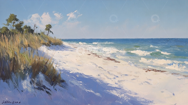 高清大图下载【趣麦麦图】手绘海景油画