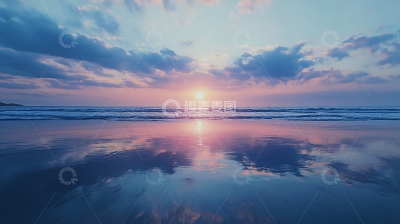 高清大图下载【趣麦麦图】双月湾日出