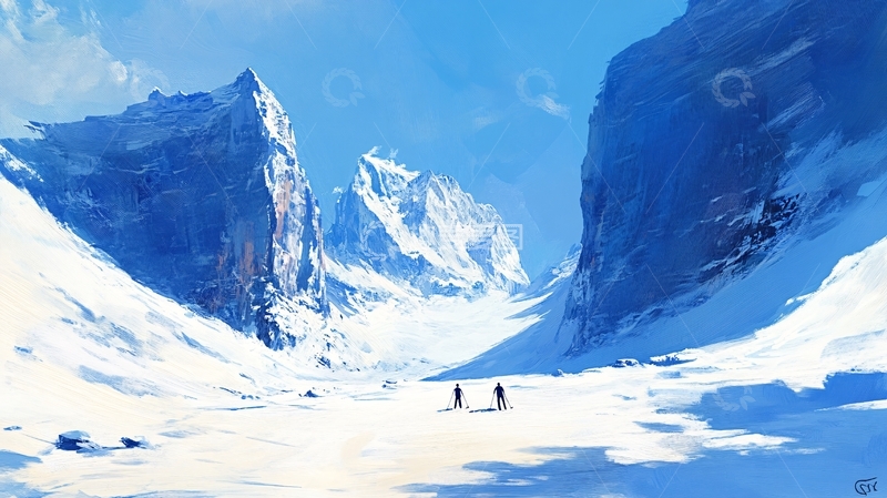 高清大图下载【趣麦麦图】雪山原画20