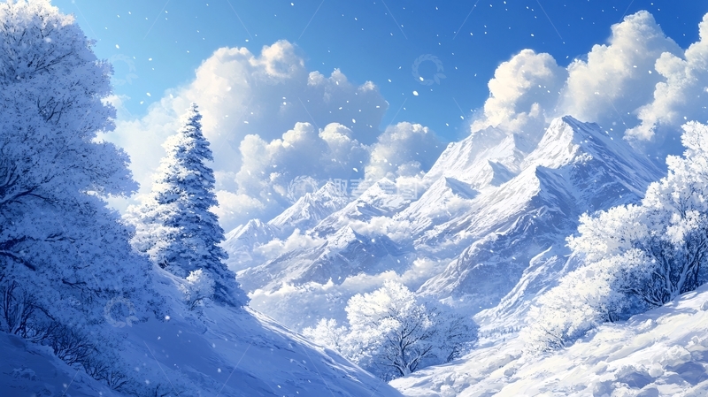 高清大图下载【趣麦麦图】雪山大场景1