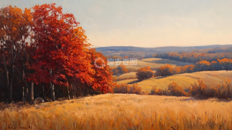 高清大图下载【趣麦麦图】油画秋色