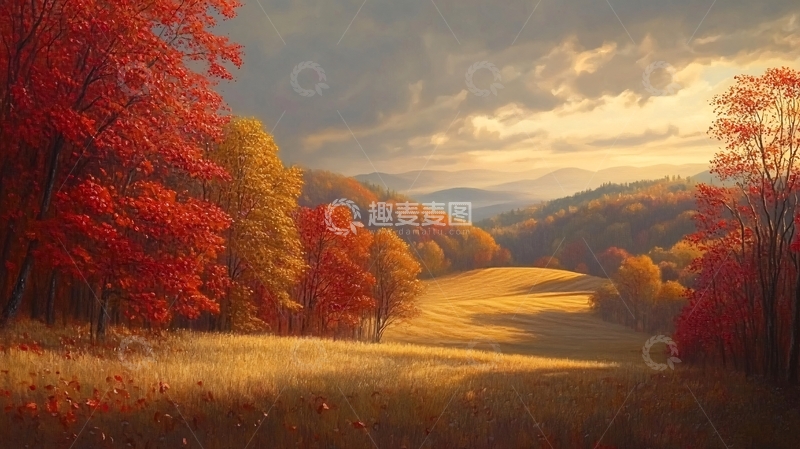 高清大图下载【趣麦麦图】秋天森林画唯美秋色27
