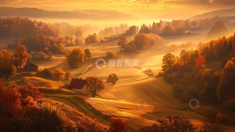 高清大图下载【趣麦麦图】朦胧感田园风景