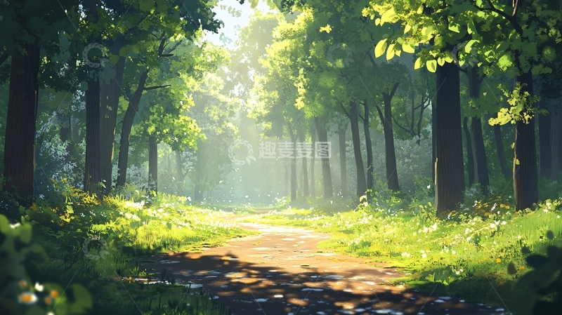 高清大图下载【趣麦麦图】林中小道素材1
